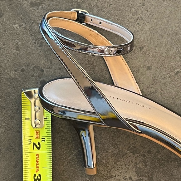 Anthropologie Silver Kitten Heels. Size 38. - Picture 7 of 10